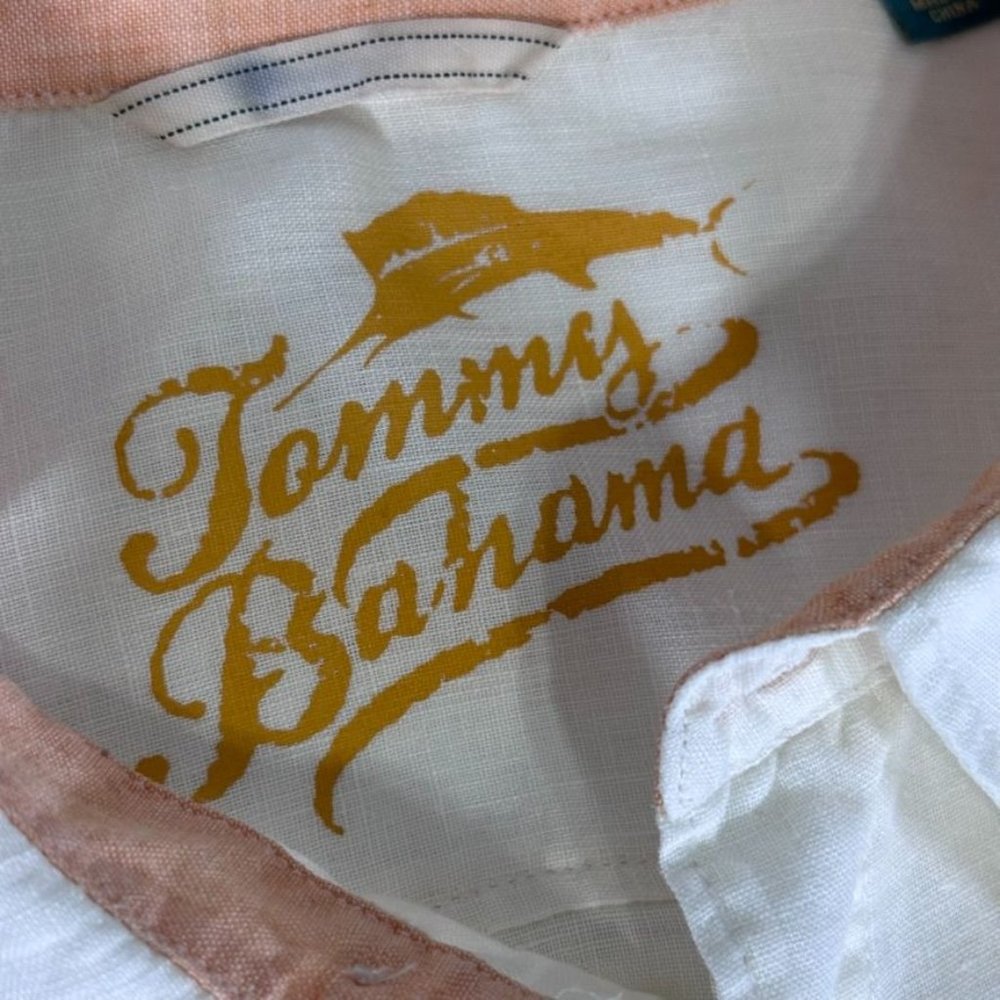 TOMMY BAHAMA Linen Casual Button Up Shirt PALM TREE Embroidered - Picture 2 of 6